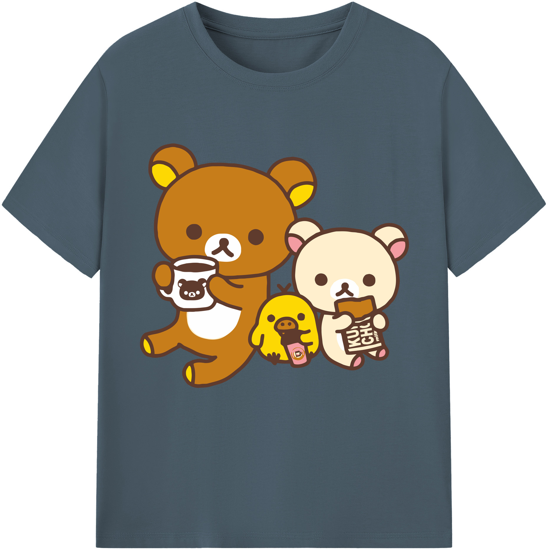 （画像用） リラックマ リラックマ キイロイトリ Rilakkuma Korilakkuma Kiiroitori 綿100％半袖Tシャツ（フロントプリント）